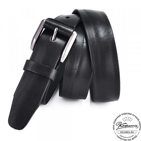 Кожаный мужской ремень "Морган" (чёрный). фото 1